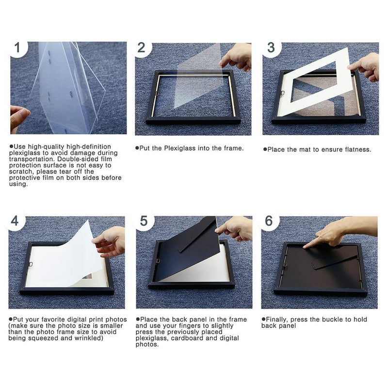 Emeyart 12x16 Picture Frames - Black Picture Frames to Display Photo 8x10 with Mat or 12 x 16 Pictures Without Mat for Living Room and Office Wall Decor-2 Pack - Image 4
